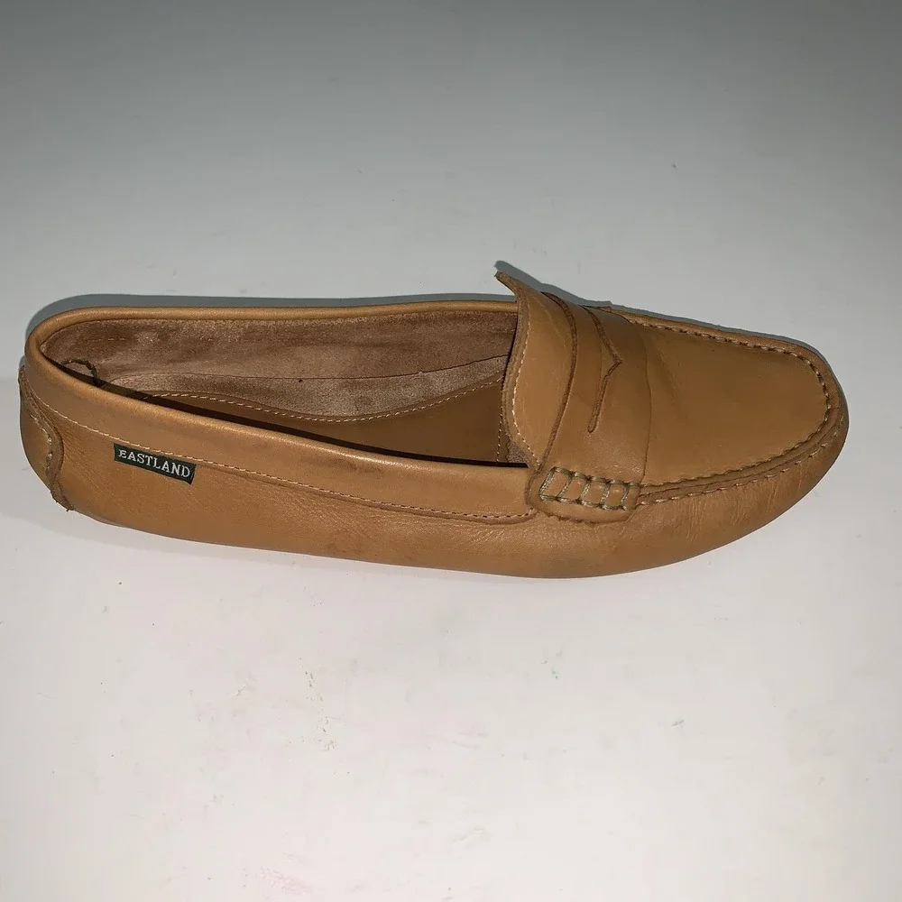 Eastland Penny Loafer Shoes Womens 9 Brown Patricia Leather Driving Mocs